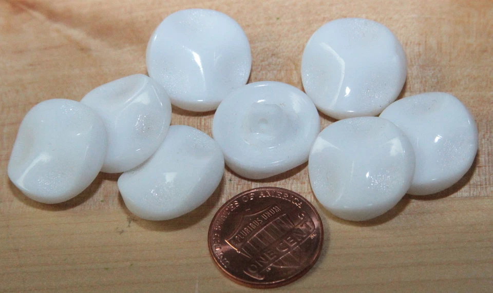 8 botones retro de vidrio blanco 11/16" 18 mm # 5359 Foto 1 de 1