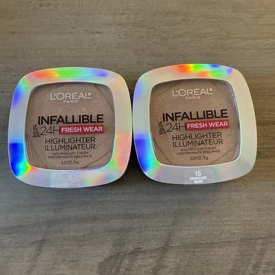2 iluminadores iluminadores Loreal infalibles 24H Fresh Wear 15 brillo champán Foto 1 de 3