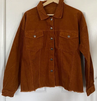 Chaqueta abotonada de pana marrón óxido para mujer talla mediana Foto 1 de 4