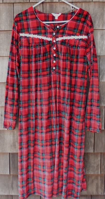 Camisón Secret Trasures Rojo Verde Blanco Negro Terciopelo a Cuadros Manga Larga Talla 2X Foto 1 de 3
