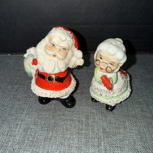 Lefton signierte Santa & Mrs. Claus Salz-/Pfefferstreuer Japan Spaghettiborte - Bild 1 von 3