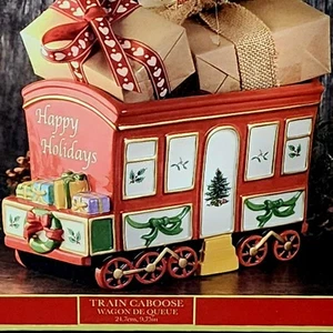 NEW Spode Christmas Tree Train Caboose Centerpiece Gift Basket planter Decor 9+" - Picture 1 of 4