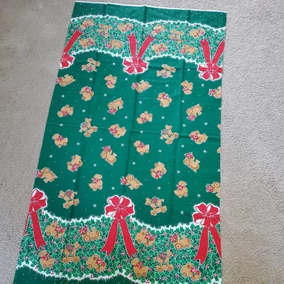 Vintage Springs Brand Red Christmas Border Fabric wooden toys image 38"W x 71"L - Image 1 of 4