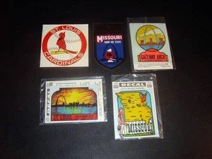 1970s Missouri Decals, Chiefs, Cardinals, Mississippi River and Gateway Arch - Picture 1 of 1