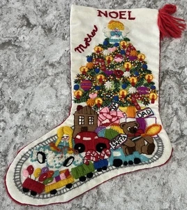 Medias vintage 1979 Sunset Crewel bordado Navidad fantasía Noel - Imagen 1 de 4