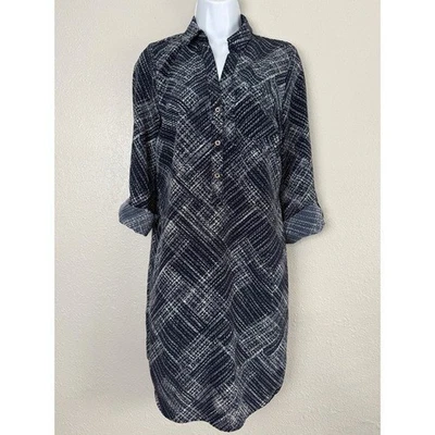 Vestido Camisa The Limited Ashton Azul Marino Blanco Manga Redonda S Foto 1 de 4