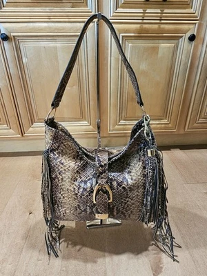 Bolso Hobo GILI Got To Love It Grande CUERO Imitación PITÓN Serpiente Flecos Borla BOLSO Foto 1 de 4