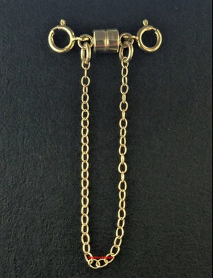 4.5mm BRACELET 14k TINY Magnetic Clasp Spring Rings Yellow Gold 2" SAFETY CHAIN - Image 1 of 4