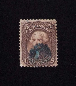 76 5¢ Jefferson Used Stamp, Blue 1863 - Picture 1 of 5