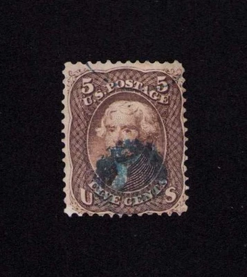 76 5¢ Jefferson Used Stamp, Blue 1863 - Image 1 of 4