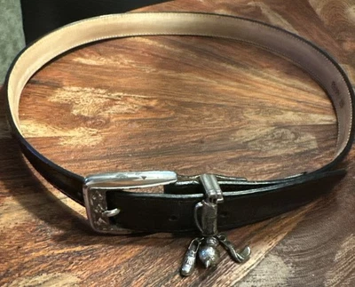 Cinturón de cuero negro Brighton para mujer estampado de cocodrilo golf plata encanto M/L 32 Foto 1 de 4