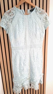 PRETTY LITTLE THINGS GORGEOUS PALE BLUE LADIES LACY DRESS SIZE 12 VGC - Picture 1 of 3