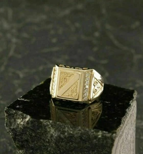 1.82Ct Lab Created Diamond Men's Wedding Fabulous Ring 14K Yellow Gold Finish - Picture 1 of 5