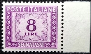 ITALIA REPUBBLICA 1956 MNH Segnatasse 8 lire fil. stelle Sass 114 bdf - centrato - Foto 1 di 2
