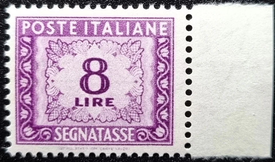 ITALIA REPUBBLICA 1956 MNH Segnatasse 8 lire fil. stelle Sass 114 bdf - centrato - Immagine 1 di 2