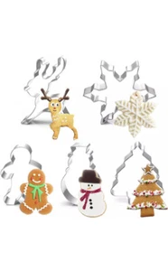 Cortador de galletas de 5 piezas en copo de nieve de acero inoxidable, árbol de Navidad, - Imagen 1 de 7