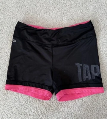 TAPOUT 黑色热粉色对比运动修身短裤女式 L 码 Y2K  — 第 1/4 张图片