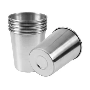 6Pack 8oz Stainless Steel Drinking Cups Stackabel Water Glasses Tumbler Silver - Picture 1 of 5