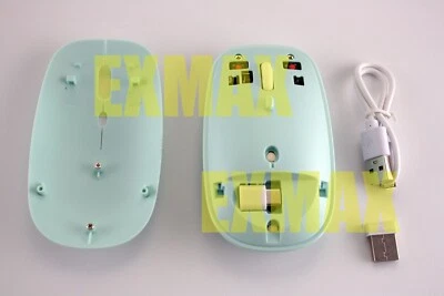 EXMAX Wireless Optical Mouse for PC Laptop Phone + USB-A  USB-C Receiver-Green - Image 1 of 4