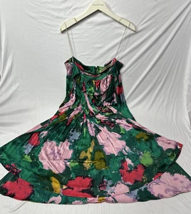 Pre-Loved Authentic BALENCIAGA Size 34 Hot Pink/BLACK Rayon Floral Tunic Dress - Picture 1 of 11
