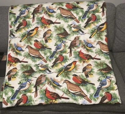 Винтажное красивое одеяло Woodland Bird Design сделано в США 86 x 70 дюймов двойной размер - Изображение 1 из 2