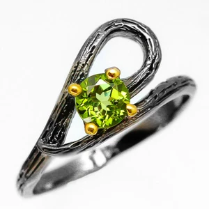 Jewelry Gift handmade plating Natural Peridot Silver Ring 925 Sterling / RVS222 - Picture 1 of 7