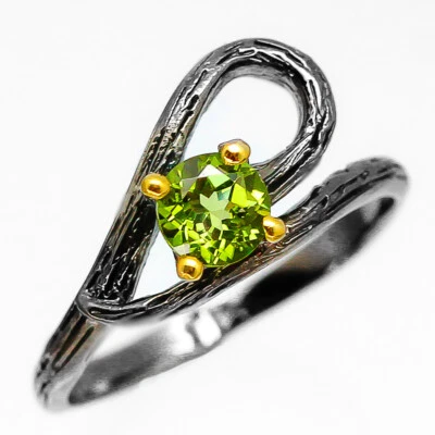 Jewelry Gift handmade plating Natural Peridot Silver Ring 925 Sterling / RVS222 - Image 1 of 4