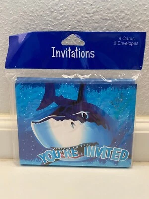 "Shark Splash" Birthday Party Invitation Cards w/Envelopes 8ct. - Image 1 of 2