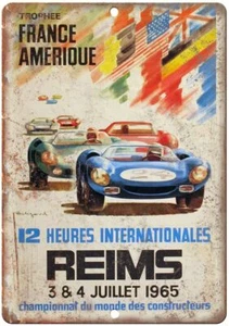 1965 12 Heures Internationales Reims France Reproduction Metal Sign A536 - Picture 1 of 2