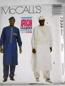McCalls 7536 Auténtica Moda Africana Para Hombre Talla Mediana Patrón de Costura - Imagen 1 de 2