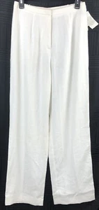 NWT Norton McNaughton Linen Pants Slacks 6 Wht Straight Leg 26"W High Rise 29"IN - Picture 1 of 10
