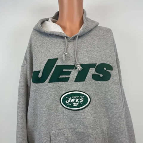 Majestic New York Jets Embroidered Hoodie Sweatshirt Vtg 90s NFL Football 2XL Cover