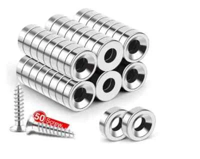 BRANDED MIKEDE Magnets, 50Pcs Strong Neodymium Magnets with Hole and Mounting Screws