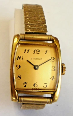 Relógio mecânico vintage folheado a ouro Eterna - Imagem 1 de 4