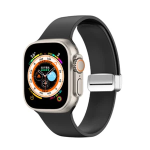 Pour Apple Watch Ultra 49mm 10 9 8 7 SE 6 5 Bracelet Silicone Boucle Magnétique Bracelet - Photo 1 sur 39