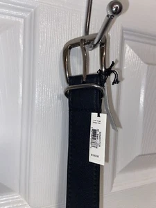 Shinola Detroit Men's Silver Buckle Black Leather 1 1/4” Belt Full Length: 45” - Picture 1 of 12