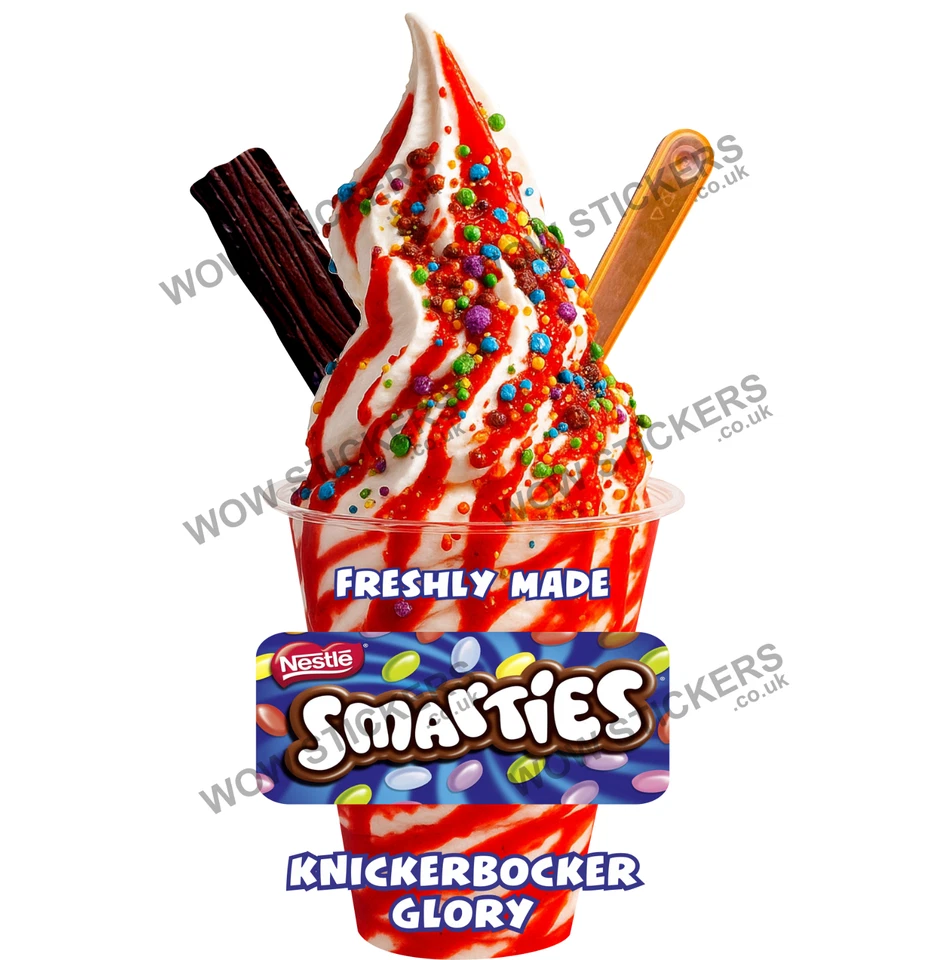 WOW Eiswagen Aufkleber Crushed Smarties Knickerbocker Glory Whippy KBG Decals