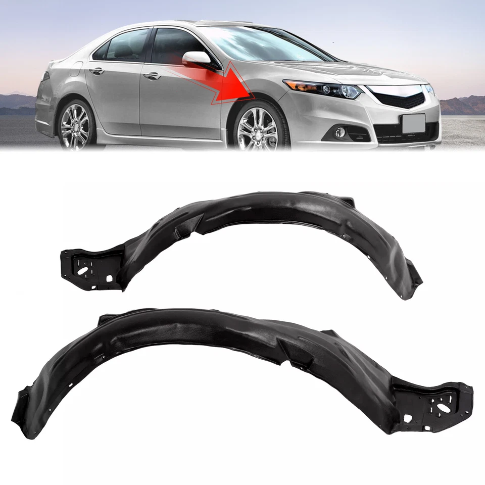 Black Front Driver & Passenger Side Inner Fender Liner For Acura TSX 2009-2014 Foto 1 de 4