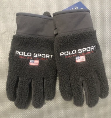 Luvas de lã masculinas POLO SPORT Ralph Lauren tamanho M snowboard esquiador downhill novas com etiquetas - Imagem 1 de 3