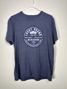 Lucky Brand Since 1990 Men's Large, Blue T-Shirt, "Blue Jeans Too Tough To Die" - Picture 1 of 5