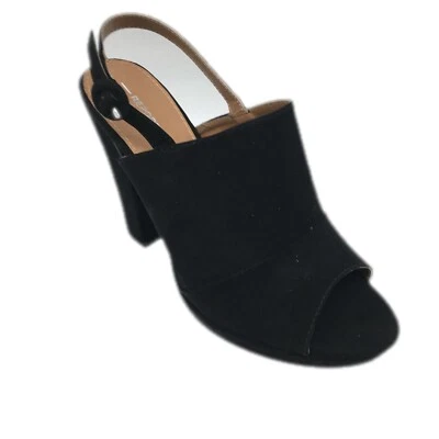 Report Lacey Womens Slingback Casual Peep Toe Black Suede Block Heel Size 8.5 - Image 1 of 4