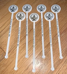 7 Vintage 1981 RONALD REAGAN INAUGURATION SWIZZLE STIR STICKS - Picture 1 of 4
