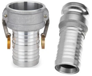 (Ships Fast) 2" Aluminum Camlock Set | Hose Barb Male x Female Set Type C and E - Picture 1 of 6