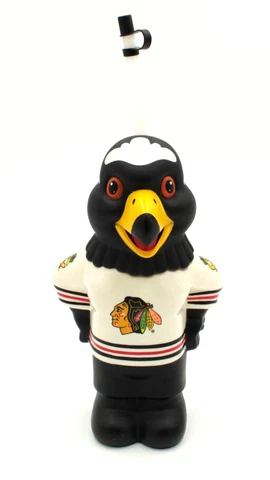 Chicago Blackhawks Tommy Hawk Mascot Plastic Souvenir Cup 2002 Mountain Dew NEW Cover