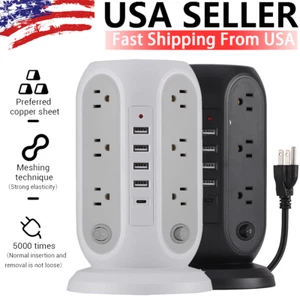 Power Strip With 12 AC Outlets & 5 USB Ports(1 Type C) Multi Socket Wall Socket - Picture 1 of 13