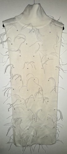 OFF WHITE Gilet abito Babbo Natale Brands Off Cristalli Bianchi Abbelliti Piuma Collo di Tartaruga