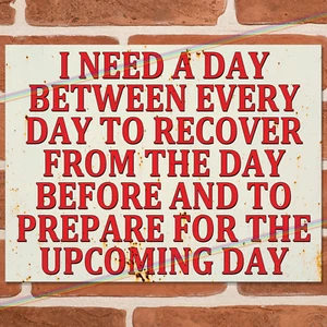 Letrero de hojalata divertido I NEED A DAY letreros de metal cueva pub cobertizo bar garaje novedad broma - Imagen 1 de 3