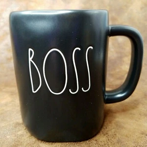Rae Dunn by Magenta BOSS Black Ceramic Coffee Mug 16 oz Cup - Picture 1 of 7