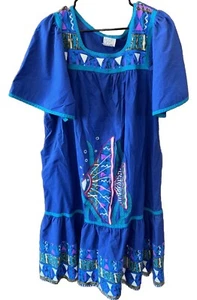 Appel Leisure Wear Dress Women Purple Fish Colorblock Vintage Pocket - Picture 1 of 8