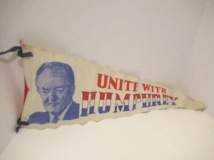 1968 Unite with Humphrey Vintage Felt Cloth Pennant Political Item - Picture 1 of 7